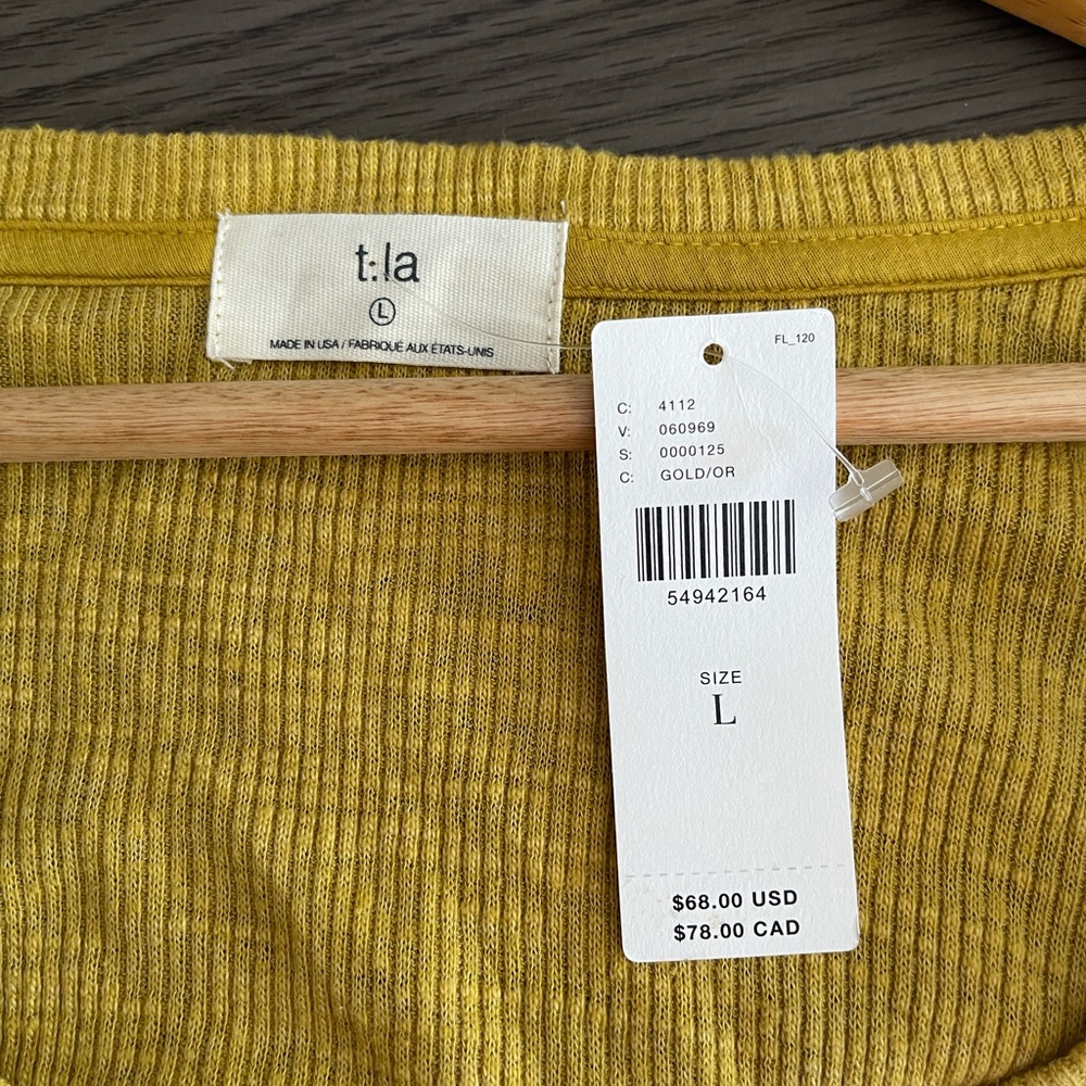 NWT! Anthropologie yellow v neck babydoll top L - Picture 3 of 3